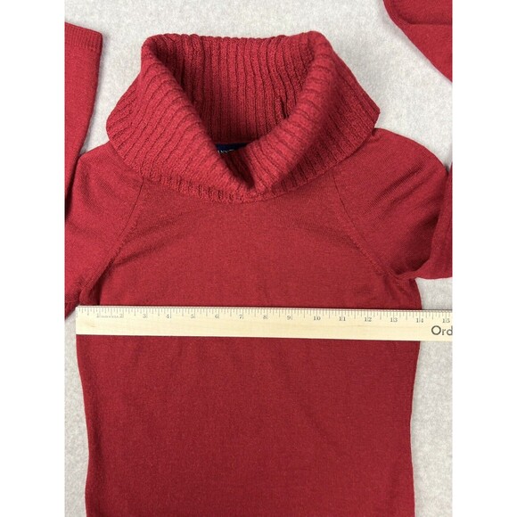 Ann Taylor Red Merino Wool Turtleneck Sweater Womens XS Ribbed Knit Fitted - Picture 8 of 14